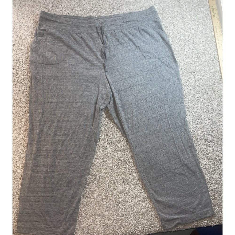 Danskin Now 4X Gray Loose Fit Drawstring Full Length Active Pants Pockets